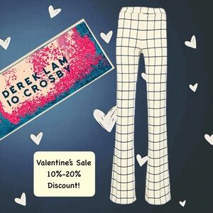 💛Sale! DEREK LAM 10 Crosby Windowpane Check Plaid Pants in Ivory and Navy Blue 4